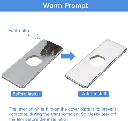 6” Chrome Sink Hole Cover – Stainless Steel Deck Plate for 1 or 3-Hole Vanity Sink