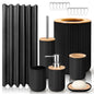 Black 19-Piece Bathroom Set with Shower Curtain – Perfect for Small Spaces
