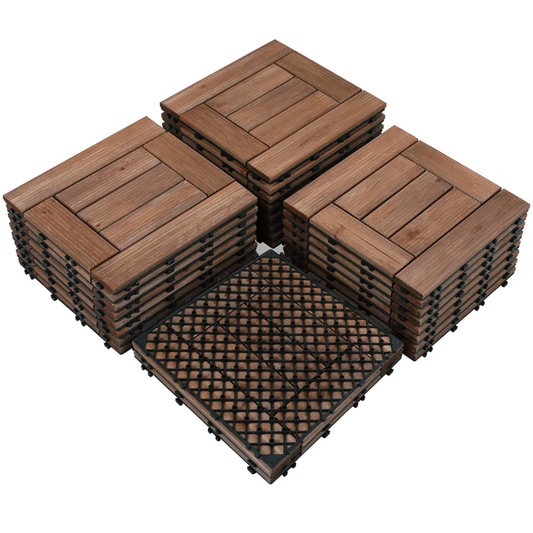 12" X 12" Fir Wood Interlocking Floor Tiles Pack of 27