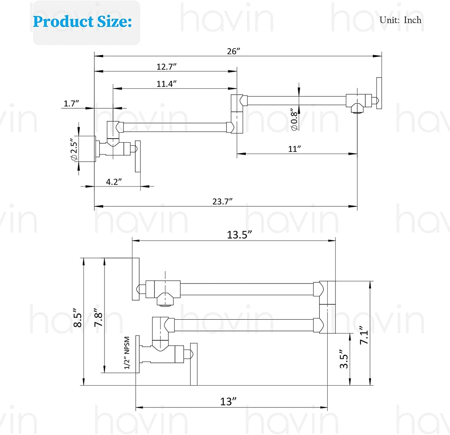 Matte Black Wall-Mount Pot Filler Faucet – Commercial Folding Style A