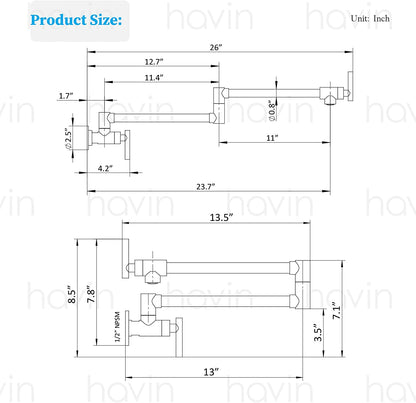 Matte Black Wall-Mount Pot Filler Faucet – Commercial Folding Style A