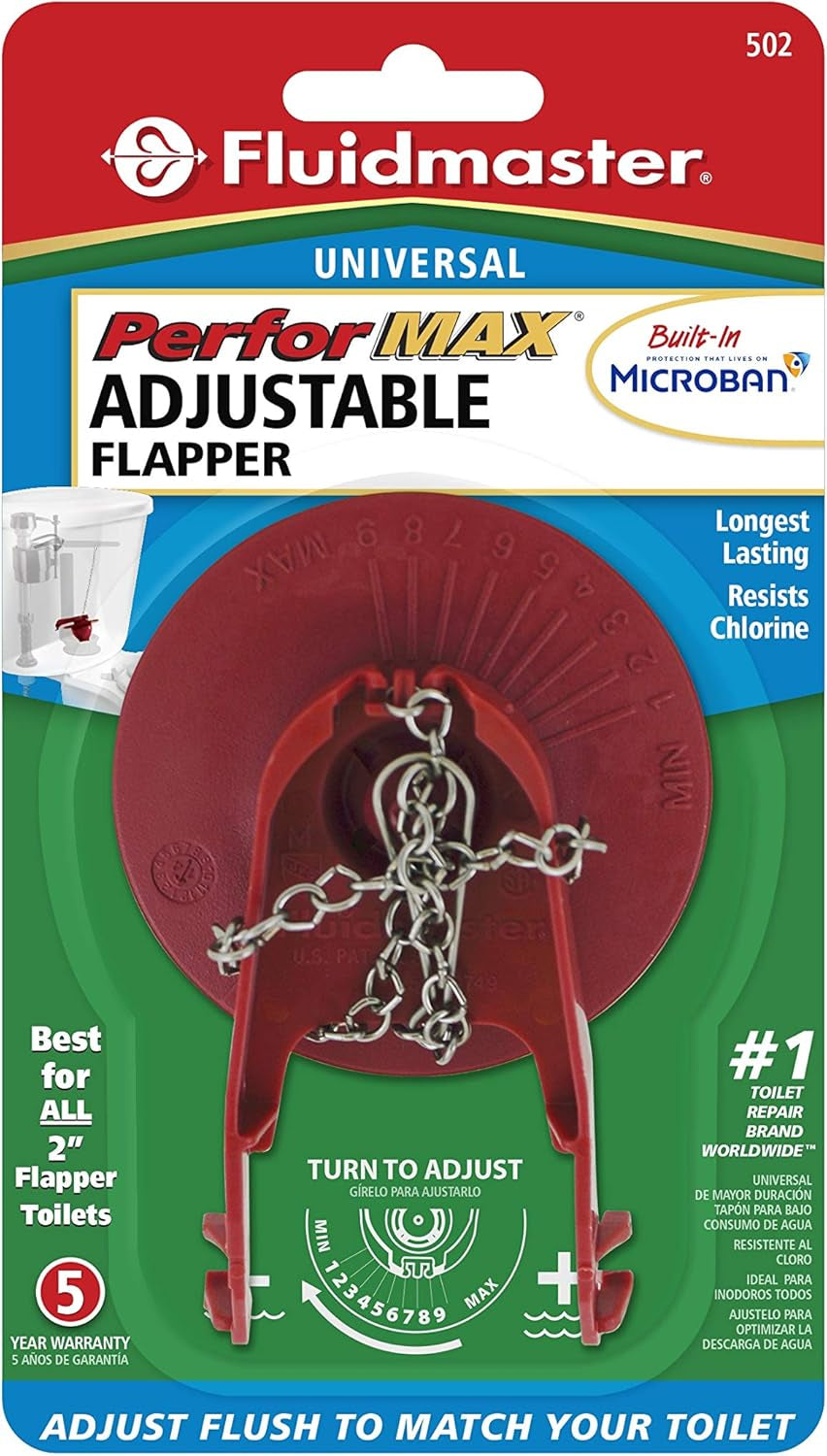 Universal Toilet Flapper – Water Saving, Adjustable, Red - Performax 502P21 2”