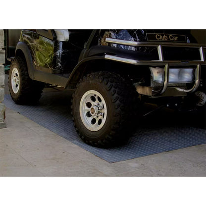 Slip-Resistant Diamond Plate Garage Floor Mat 5’ x 7.5’ – Charcoal Vinyl (23 Size Options)