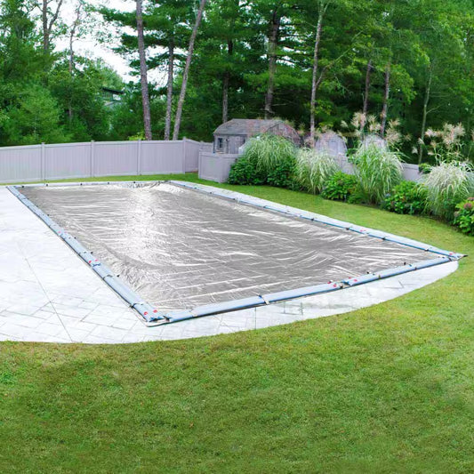Silverado 18 Ft. X 40 Ft. Rectangular Silver Solid In-Ground Winter Pool Cover