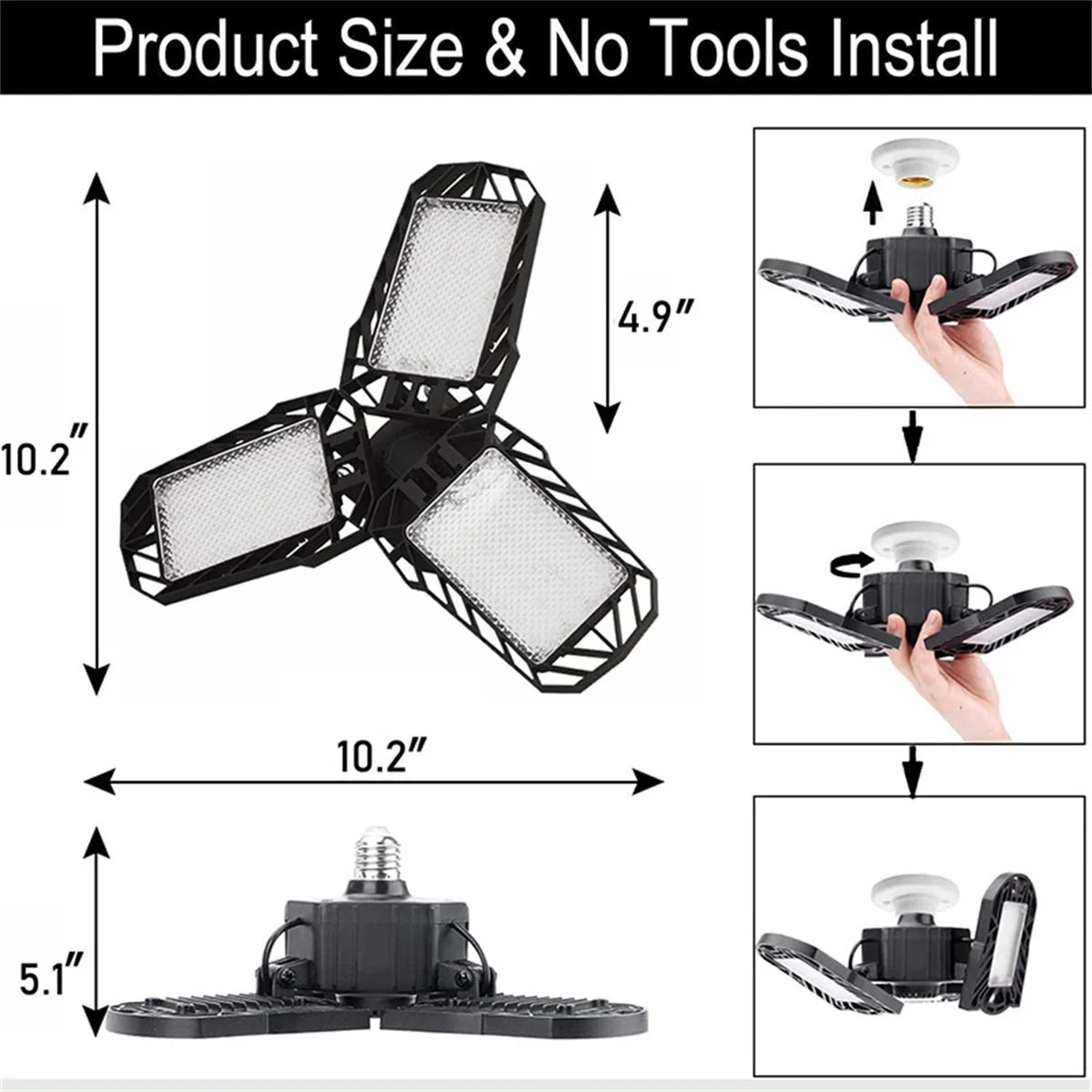 Adjustable 220W LED Plug Garage Ceiling Shop Light Fixtures