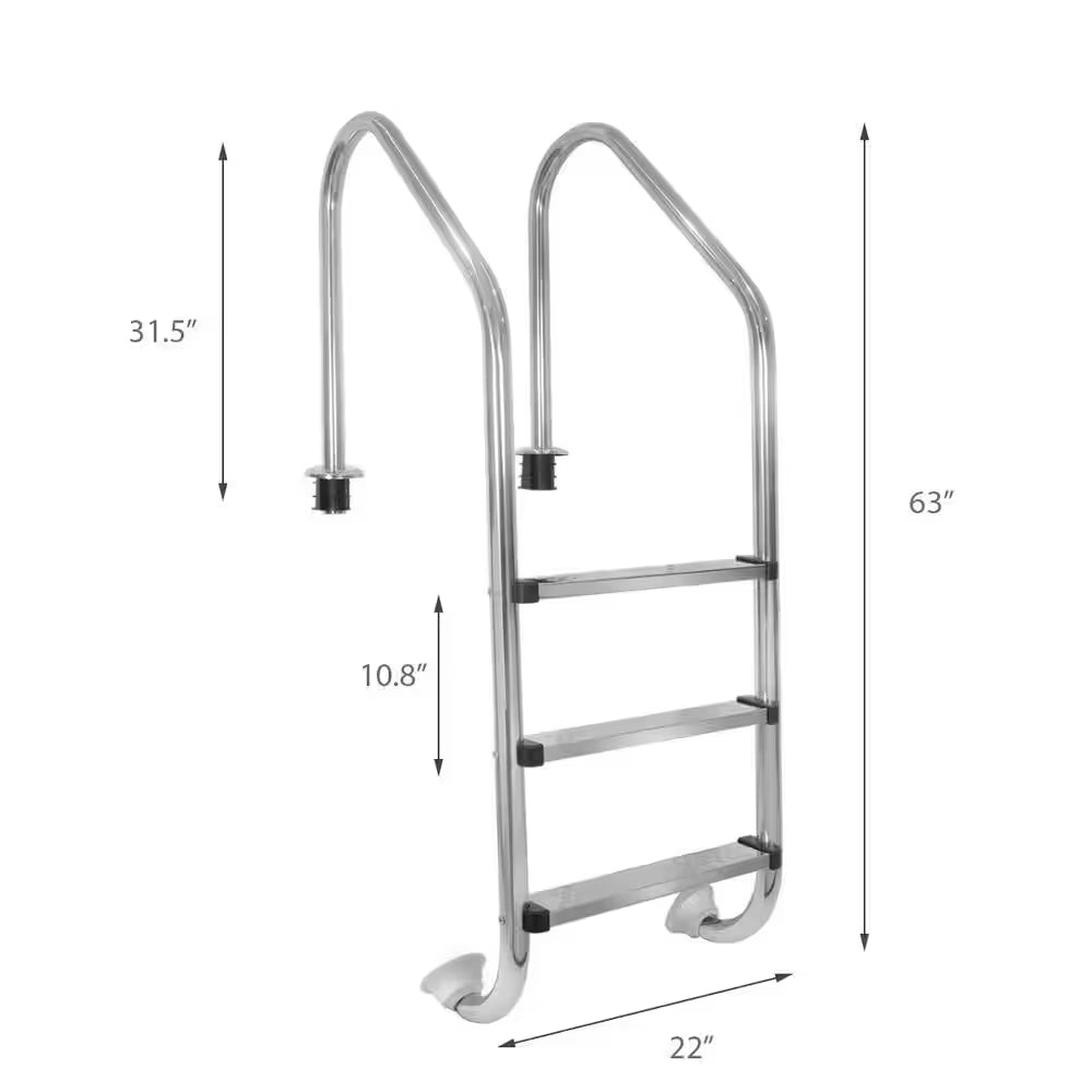 Stainless Steel Pool Ladder 3-Step for in Ground Pool