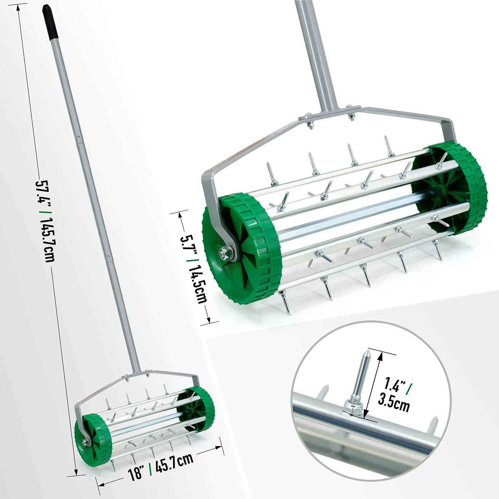 49" Rolling Garden Lawn Aerator with Steel Handle