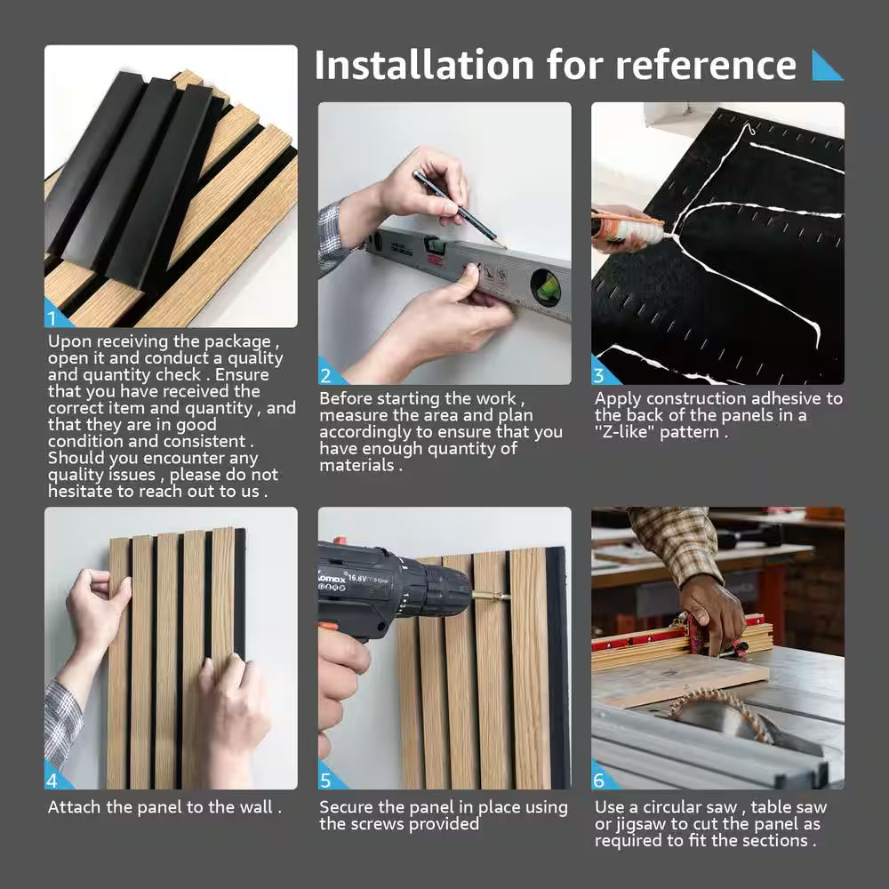 Gray 0.83In. X 2 Ft. X 4 Ft. Slat MDF Acoustic Decorative Wall Paneling, 3D Fluted Sound Absorbing Panel(31Sq.Ft./Case)