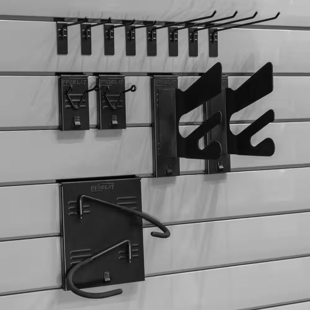 Stealth Sports Slat Wall Panel Kit – 12 Black Accessories, 50 lb Load Capacity, Garage & Workshop Storage