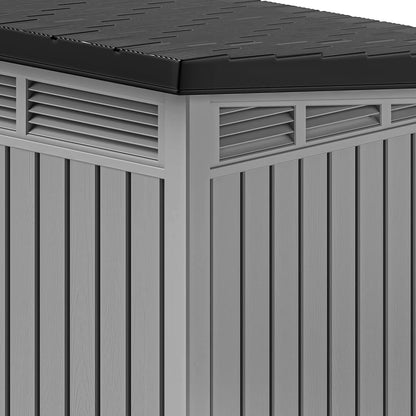 Gray Plastic Dog House with Lift-Off Roof – Outdoor & Indoor Kennel with Ventilation for Small to Medium Dogs