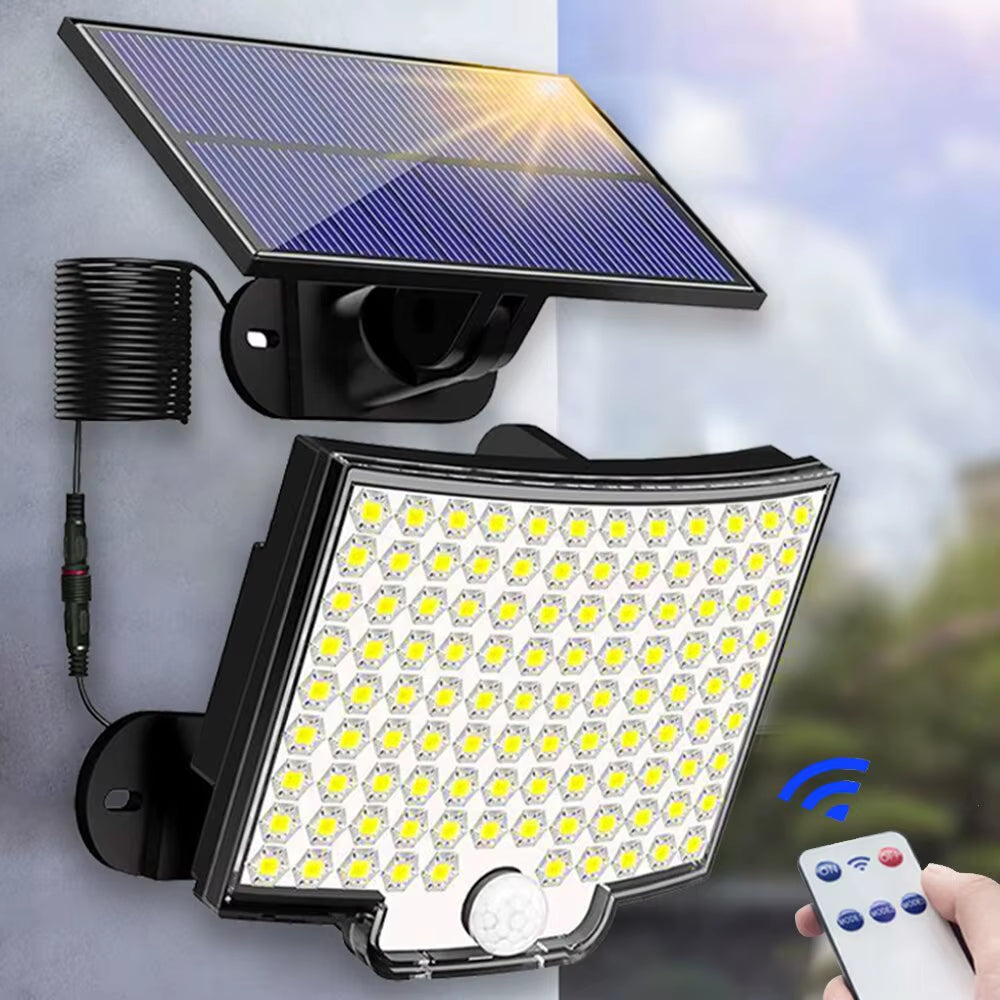 106-LED Solar Motion Sensor Floodlight – Outdoor Waterproof with Remote, 3 Modes