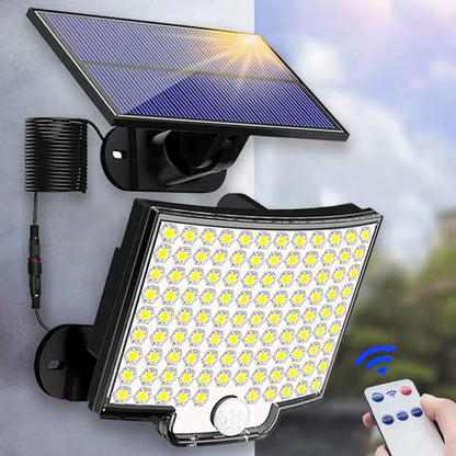 106-LED Solar Motion Sensor Floodlight – Outdoor Waterproof with Remote, 3 Modes