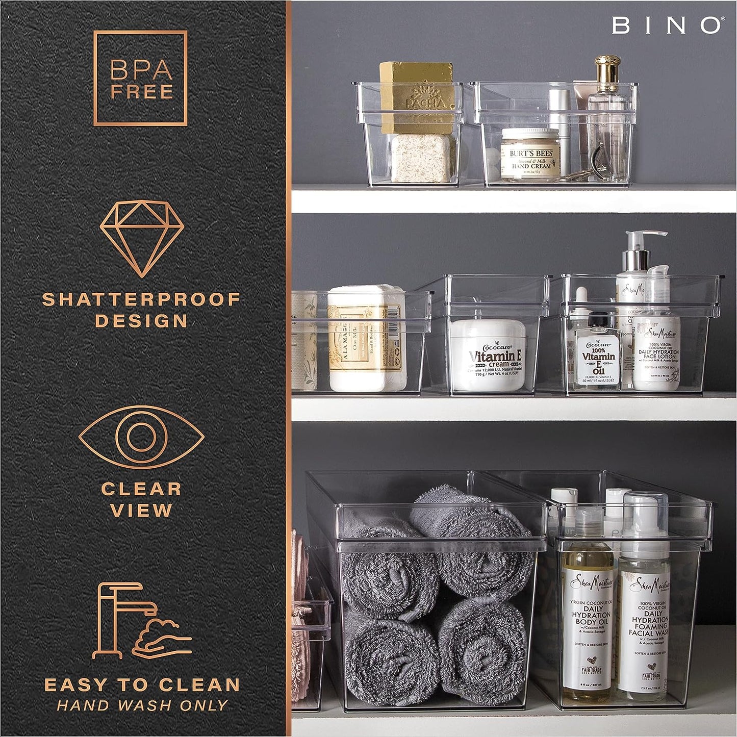 Clear Plastic Storage Bins – Small Shallow Organizer (Handler Collection)