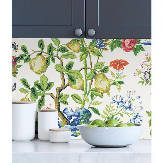 Green Bloom Shantung Garden Self Adhesive Wallpaper