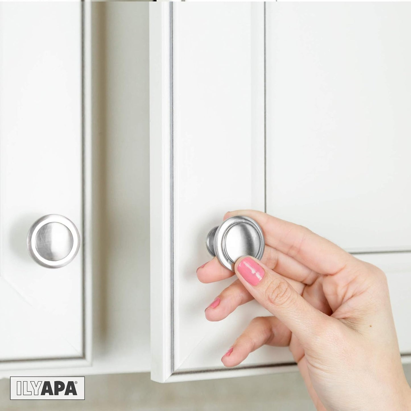 Satin Nickel Kitchen Cabinet Knobs - 1 1/4 Inch round Drawer Handles - 10 Pack of Kitchen Cabinet Hardware