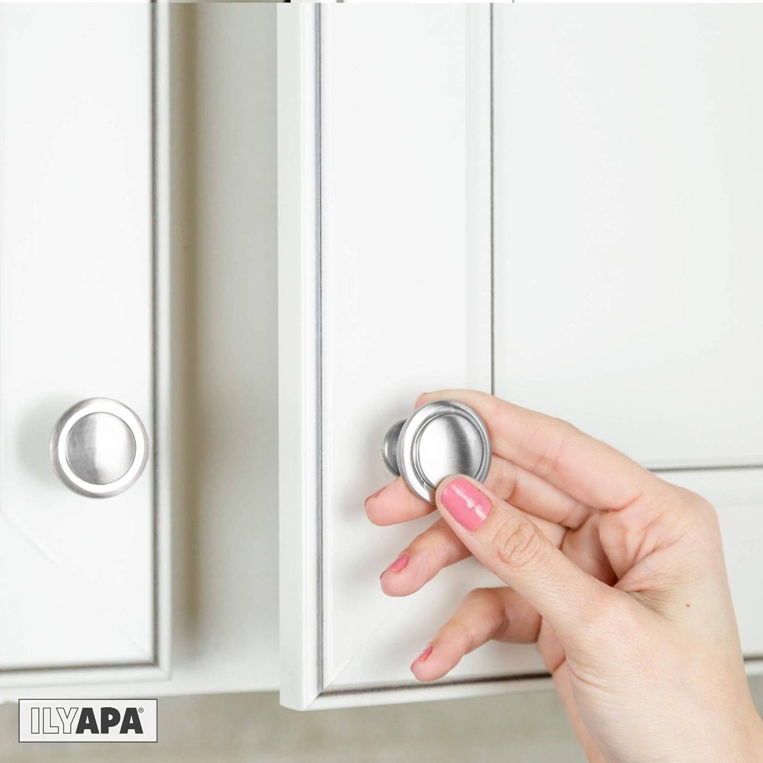 Satin Nickel Kitchen Cabinet Knobs - 1 1/4 Inch round Drawer Handles - 10 Pack of Kitchen Cabinet Hardware