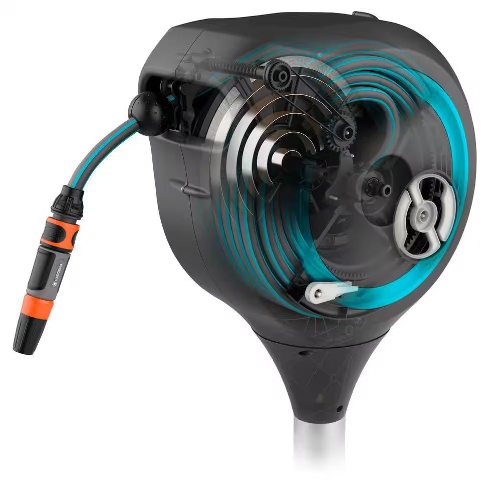 66' Automatic Retractable Hose Reel on Metal Spike, Includes Leader Hose and Nozzle
