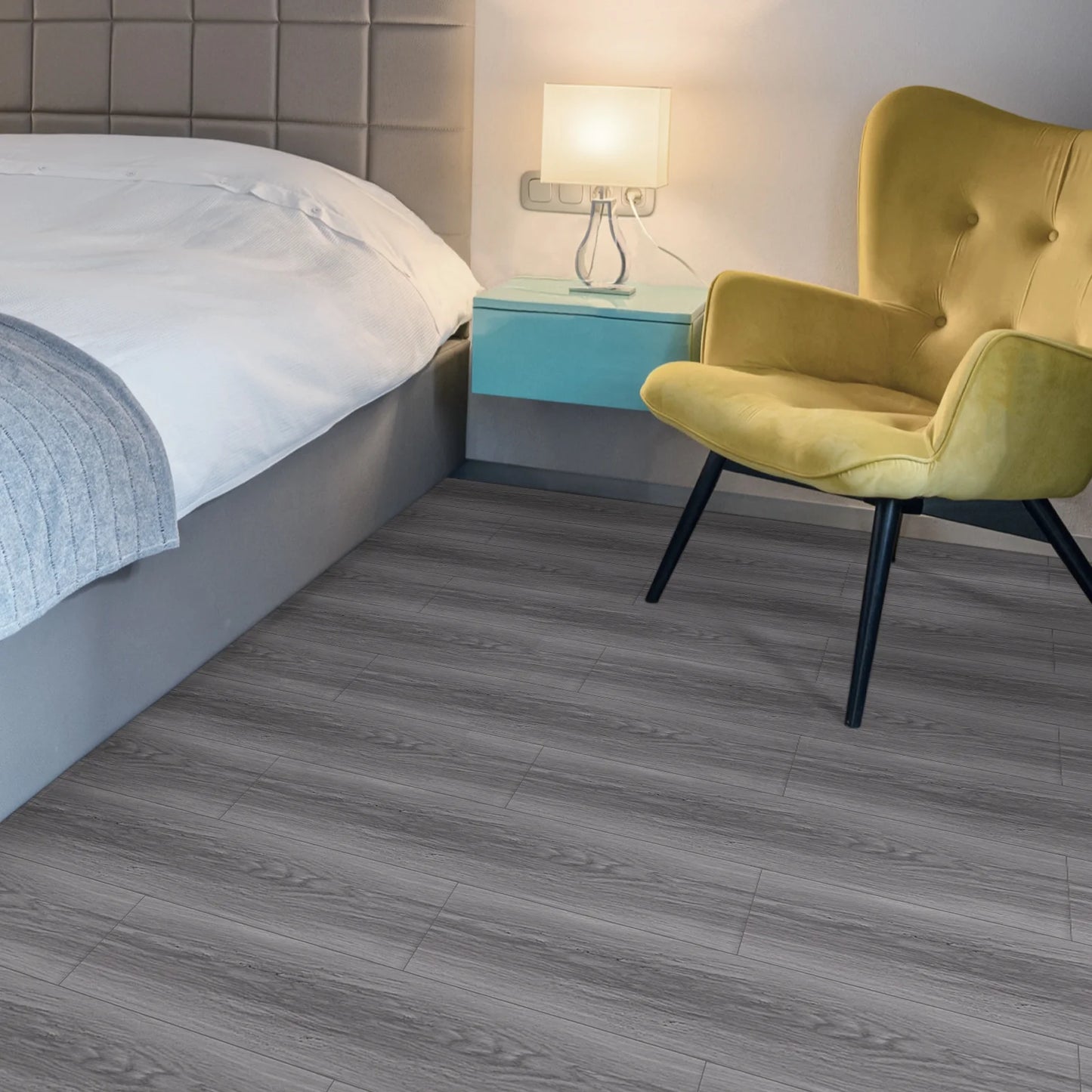 Gray Peel Stick Flooring 36" X 6" 10 Pieces/Pack Vinyl Wood Look Flooring Thin Tiles, Easy to Install for Bathroom, Kitchen, Living Room