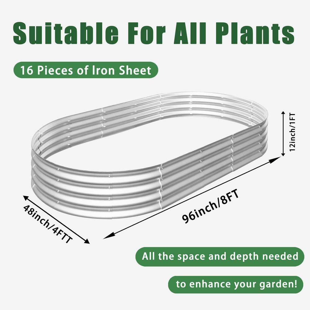 8 Ft x 4 Ft Metal Raised Garden Bed Kit – Easy Assembly, Rust-Resistant Outdoor Planter