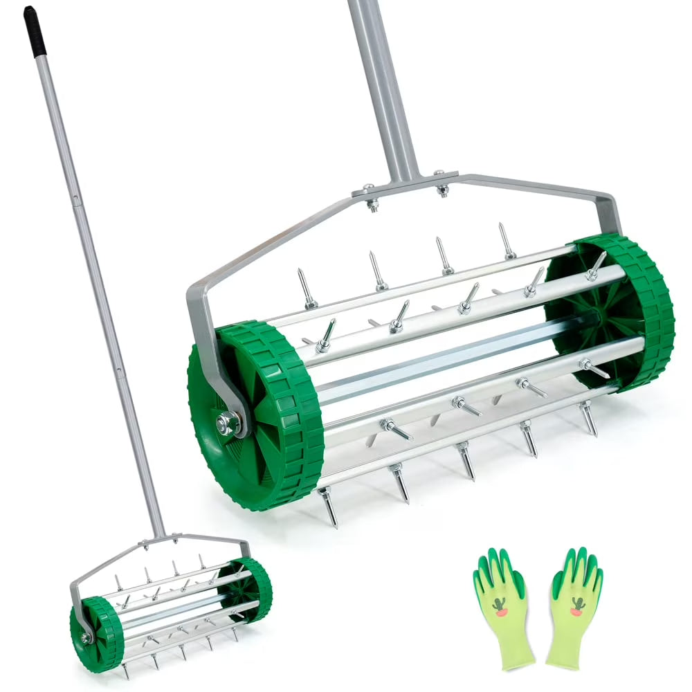 49" Rolling Garden Lawn Aerator with Steel Handle