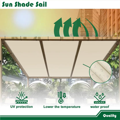 Sun Shade Sail Cloth with Grommets – Rectangle Canopy Pergola Cover, UV Block Fabric for Backyard & Deck