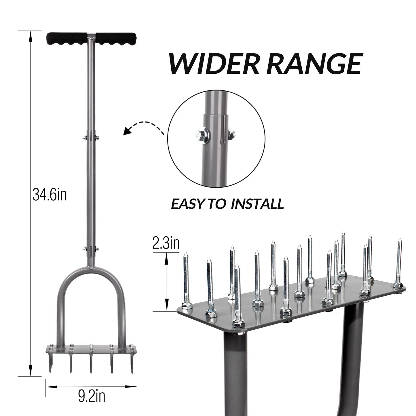Lawn Spike Aerator with 15 Iron Spikes for Garden
