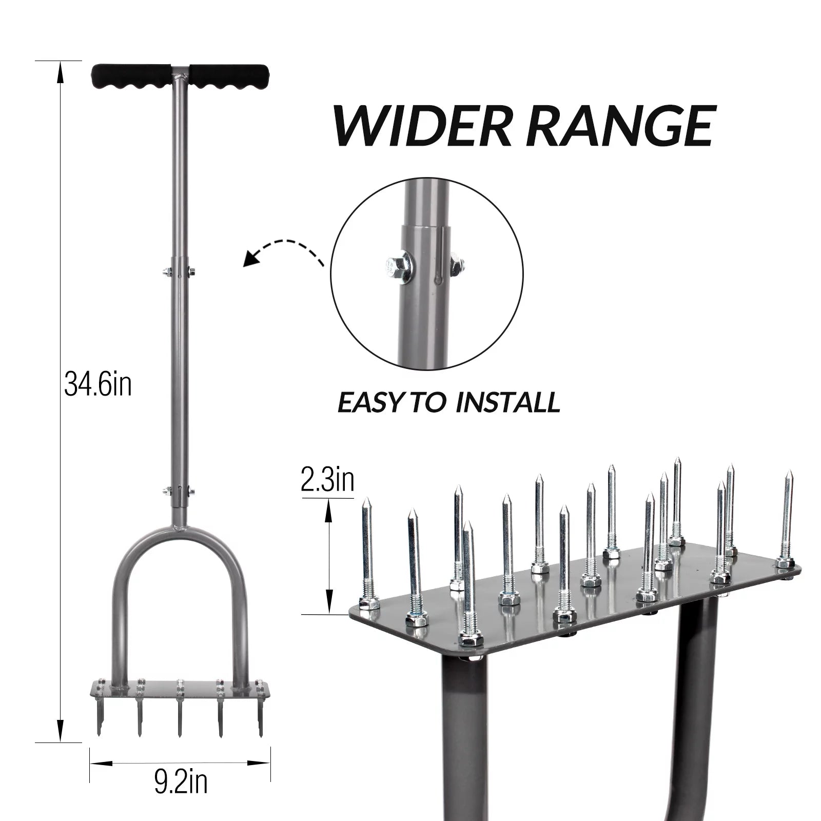 Lawn Spike Aerator with 15 Iron Spikes for Garden