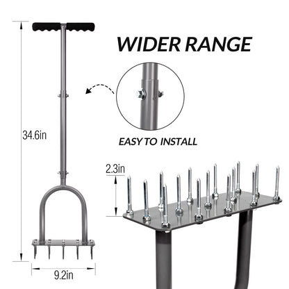 Lawn Spike Aerator with 15 Iron Spikes for Garden