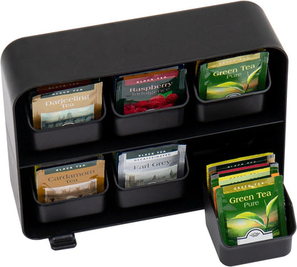 Tea Bag & Tea Station Organizer – Countertop Storage, Black