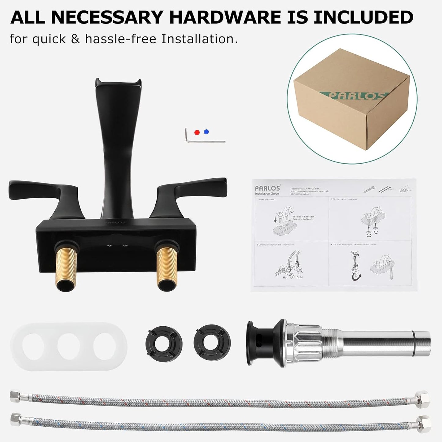 Doris 2-Handle Waterfall Bathroom Faucet – Matte Black