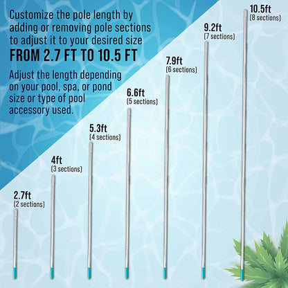 Aluminum Telescopic Swimming Pool Pole - 10.5 Ft 