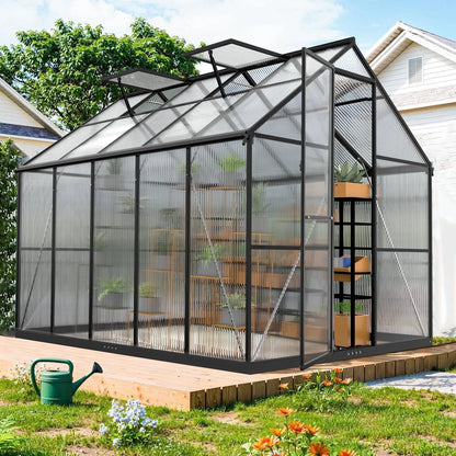 8x10 Ft Outdoor Walk-In Greenhouse – Heavy-Duty Aluminum Frame with UV-Resistant Polycarbonate Panels for Garden