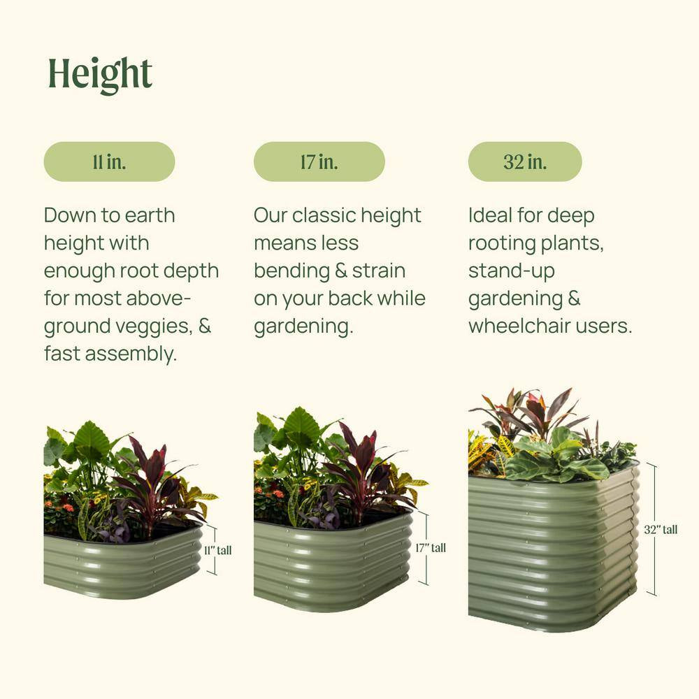 32 In. Extra-Tall x 42 In. Round Metal Raised Garden Bed Kit – Modern Gray Planter for Vegetables & Flowers