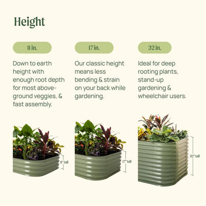 32 In. Extra-Tall x 42 In. Round Metal Raised Garden Bed Kit – Modern Gray Planter for Vegetables & Flowers
