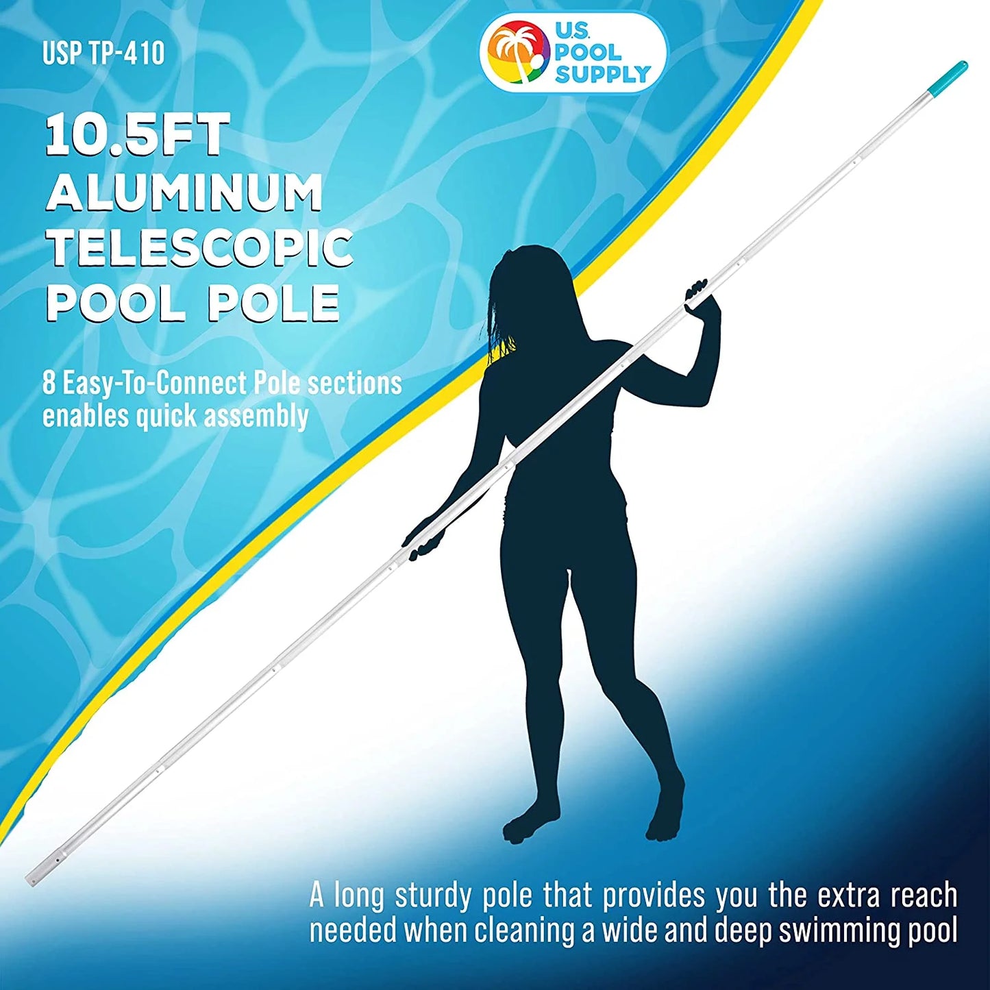 Aluminum Telescopic Swimming Pool Pole - 10.5 Ft 