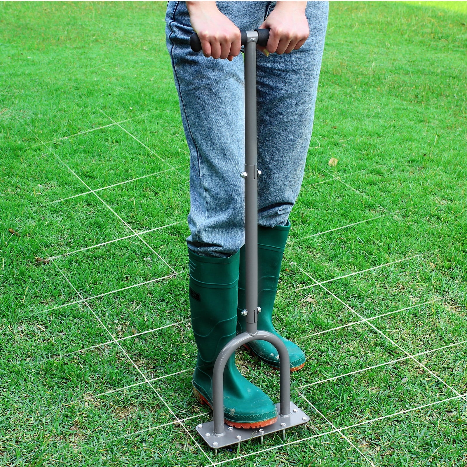 Lawn Spike Aerator with 15 Iron Spikes for Garden
