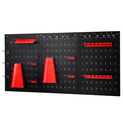 Garage Wall Pegboard Organizer 24"x48" – 3 Metal Boards + 25 Tool Storage Accessories for DIY & Workshop