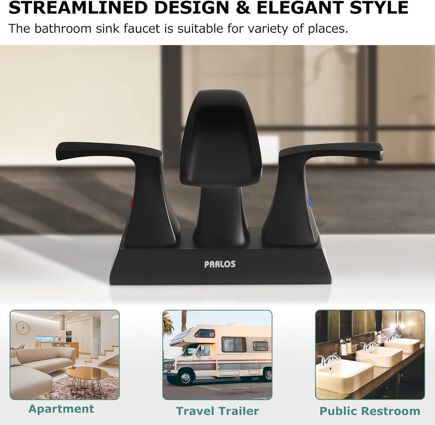 Doris 2-Handle Waterfall Bathroom Faucet – Matte Black