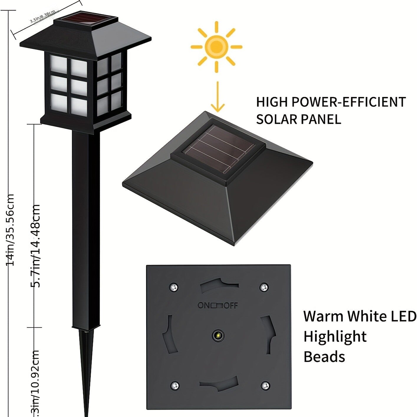 Solar Garden Lights Outdoor Waterproof Landscape LED Lights Pathway Yard