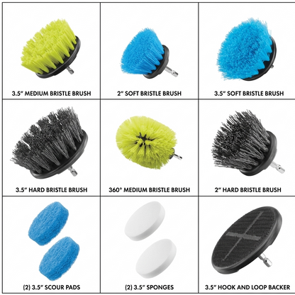 11-Piece Scrubber Accessory Kit – Compatible Brushes & Pads for RYOBI USB Lithium Power Scrubber