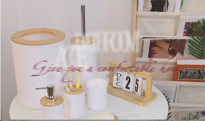 19-Piece Compact White Bathroom Accessories Set – Shower Curtain & Organization Kit for Small Bathrooms