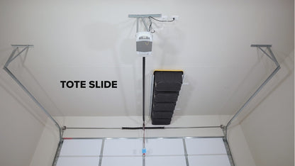 Tote Slide Adjustable Rails – Organize 3 to 5 Storage Totes, Ceiling or Wall Mounted System