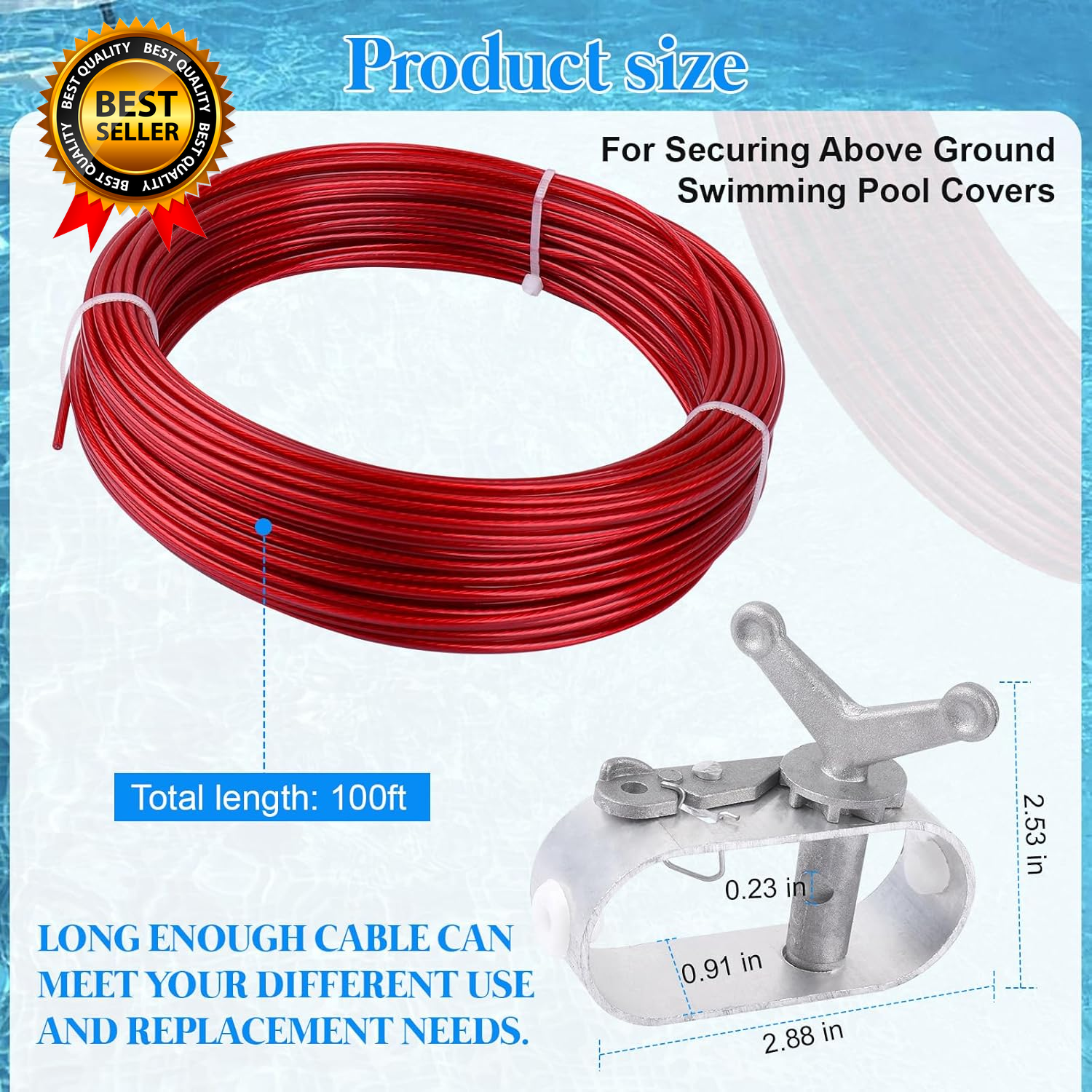 100Ft Pool Cover Winch & Cable Kit – Heavy-Duty Wire Ratchets for Winter Pool Protection